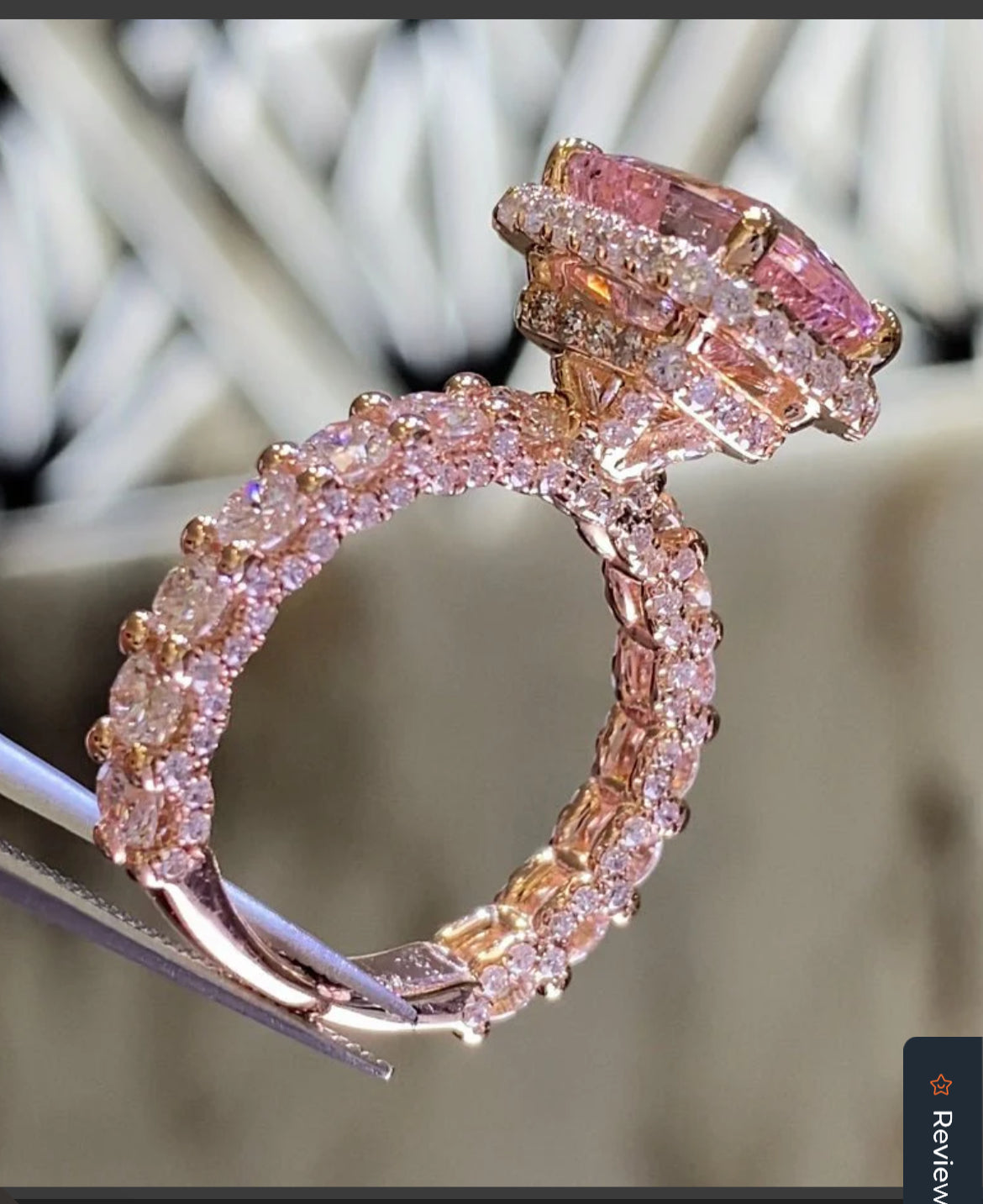 Custom 14k Rose Gold Morganite /Dia Ring $5000