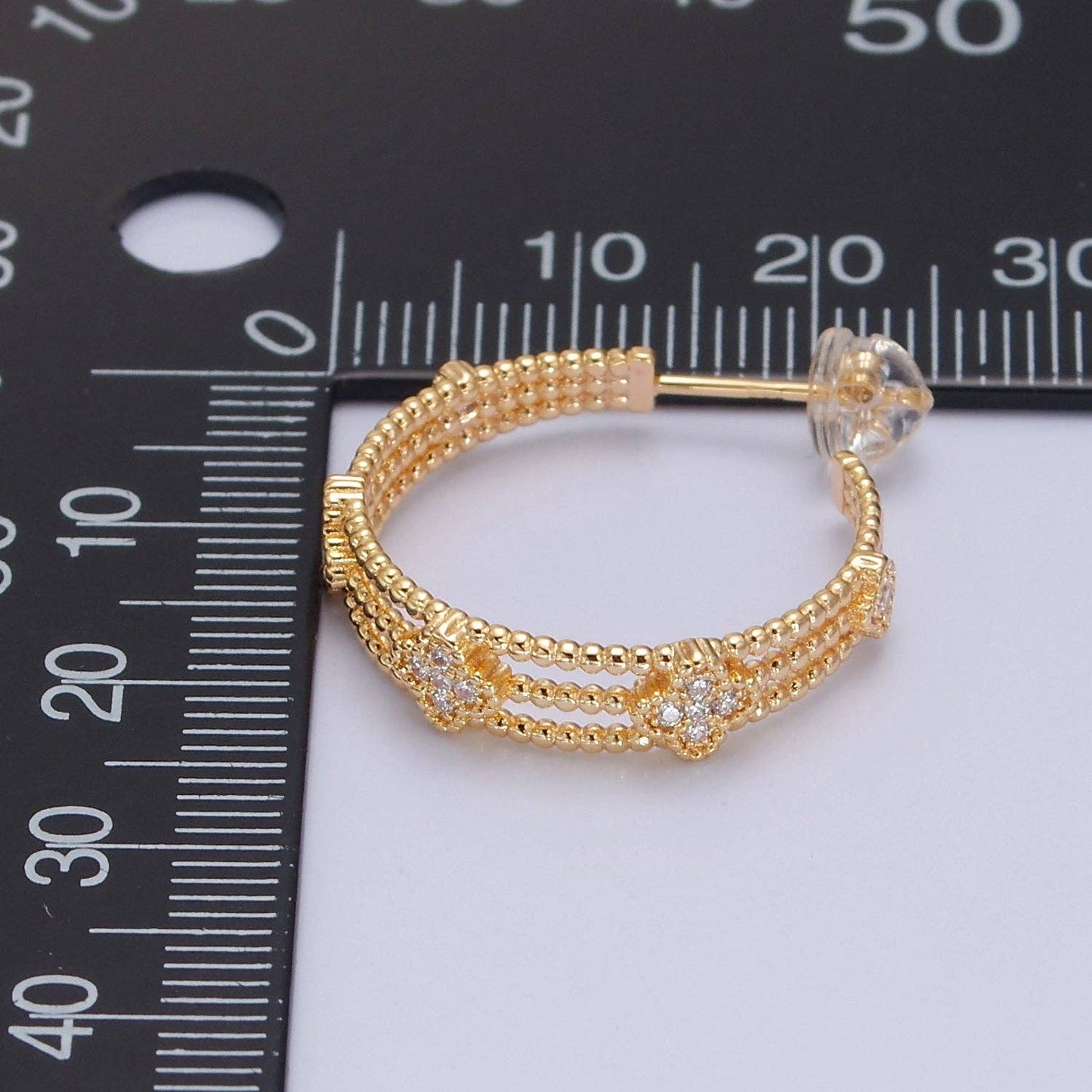 Clover CZ Hoop Earring 75.00