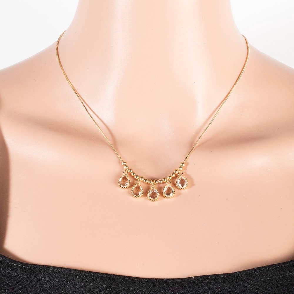 Anarchy Street - Glass Tear Charms Chain Necklace: CRYGD