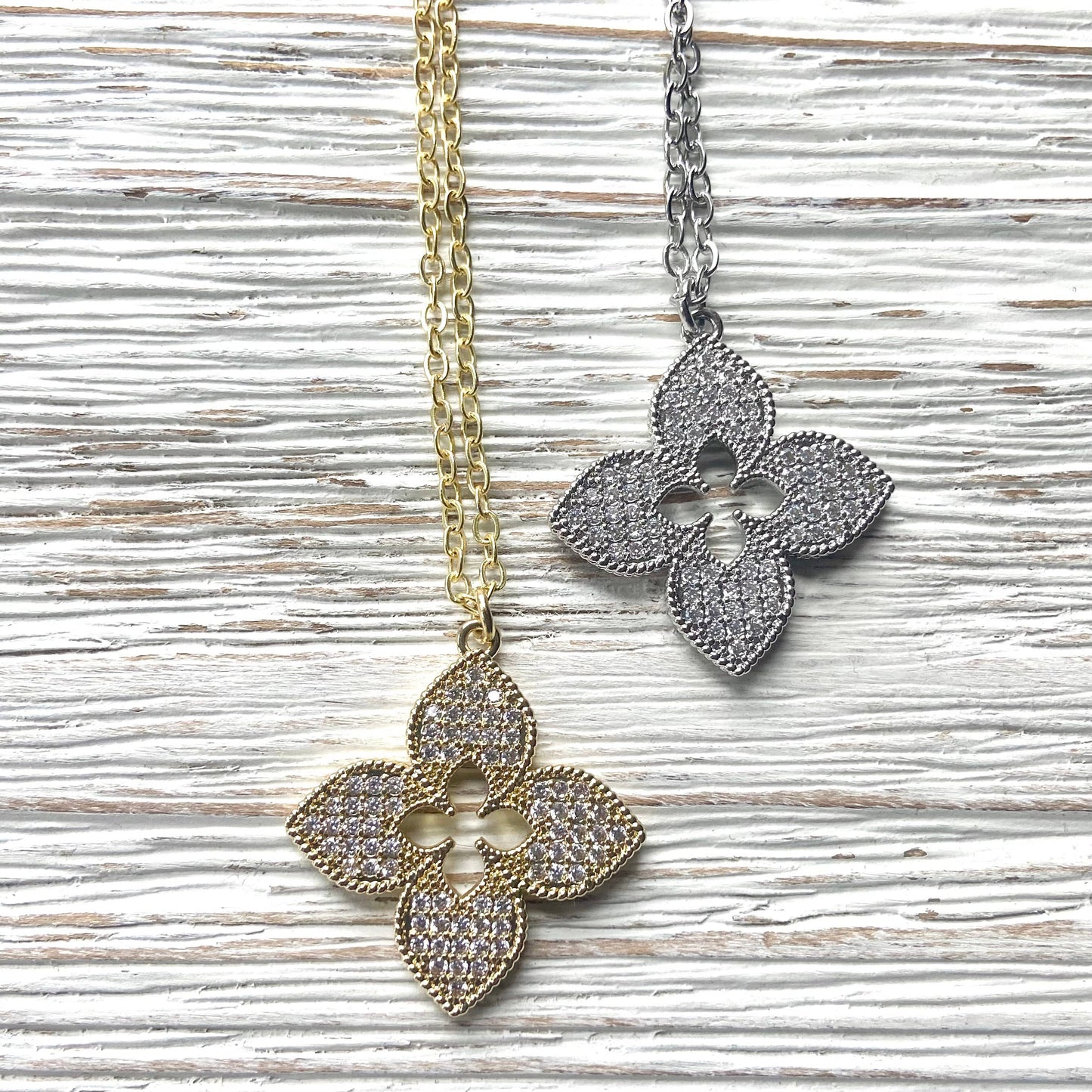 VB&CO Designs Handmade Jewelry - Quatrefoil clover designer trendy jewelry boutique style: Gold