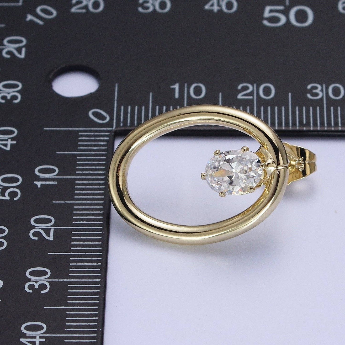 Round Oval with Cubic Zirconia Stud Earring 75.00