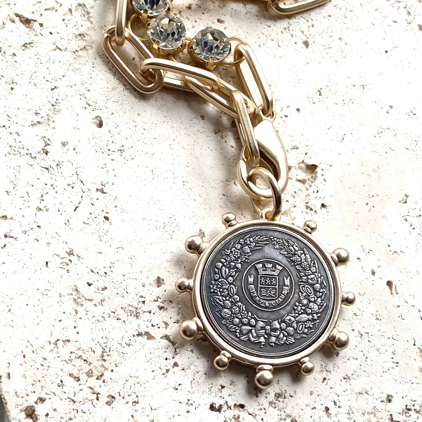 VB&CO Designs Handmade Jewelry - Horse equestrian queen French bee coin jewelry medallion: Horse / 17”