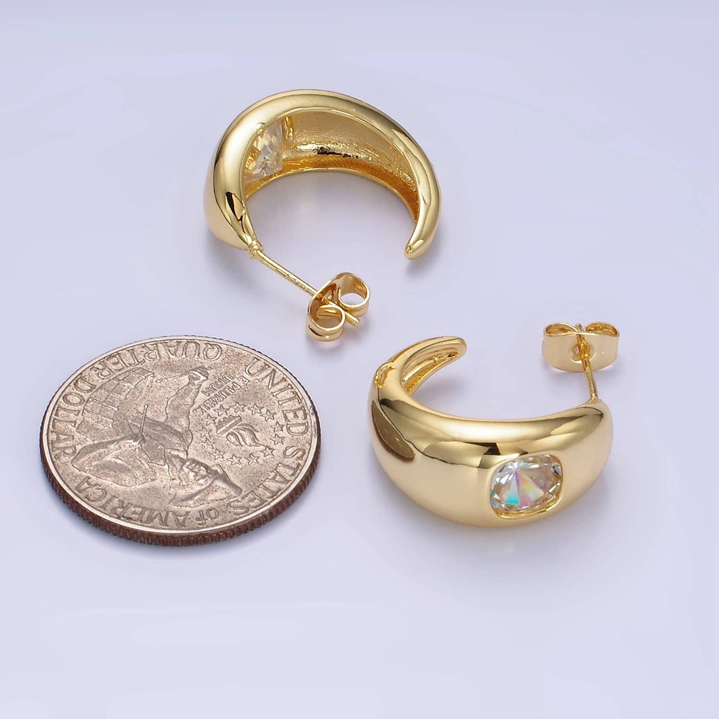 Cushion CZ Chubby C-Shaped Hoop Earrings 75.00