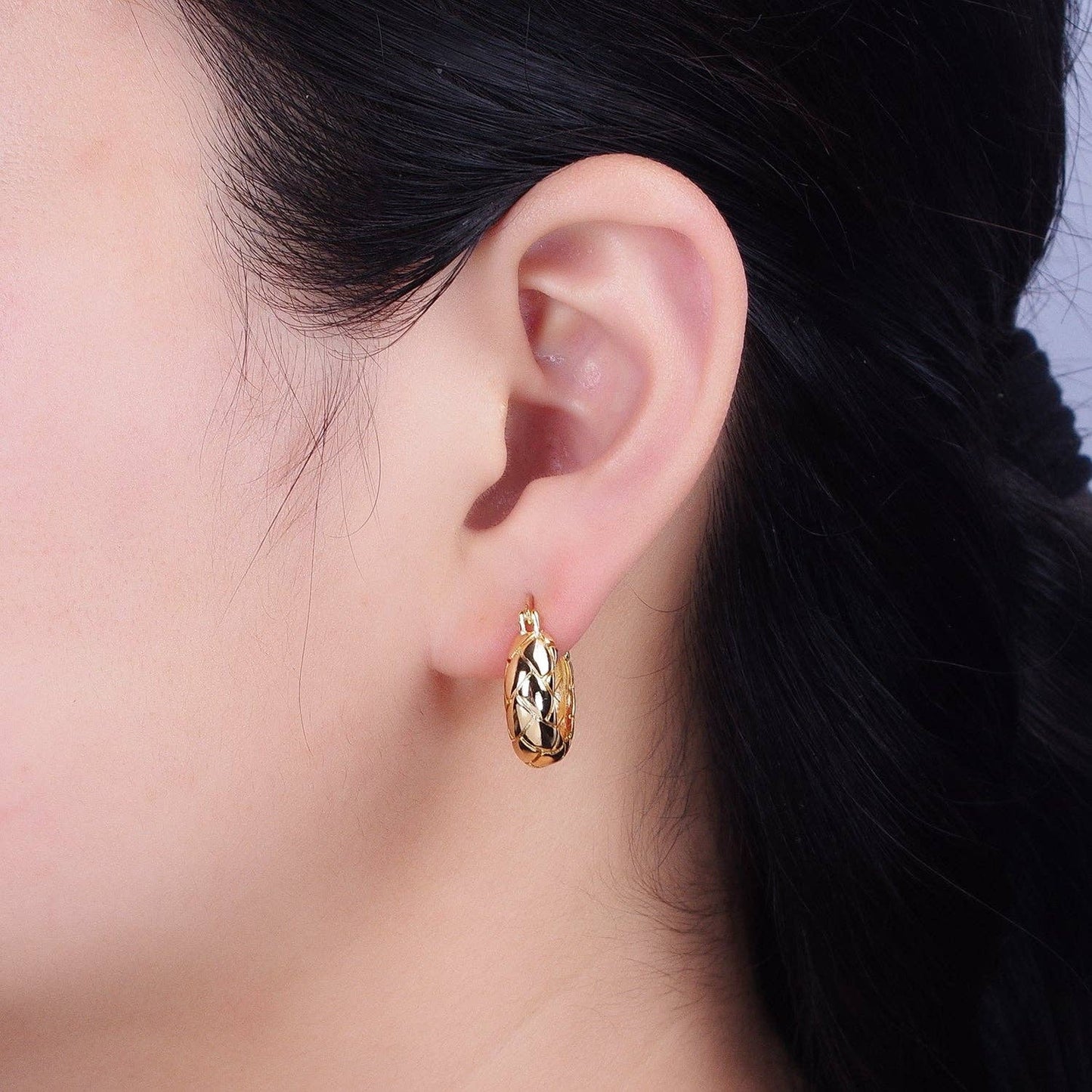 Quilt Textured Hoop Earrings 65.00