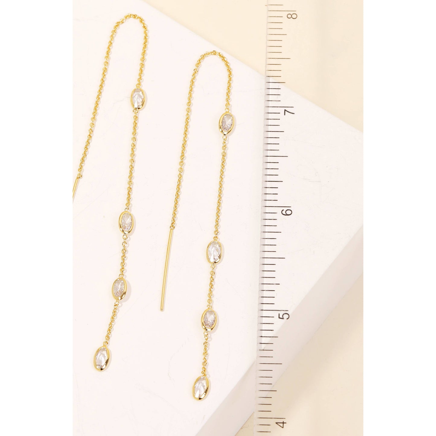 Anarchy Street - Oval Rhinestone Charms Long Threader Earrings: S
