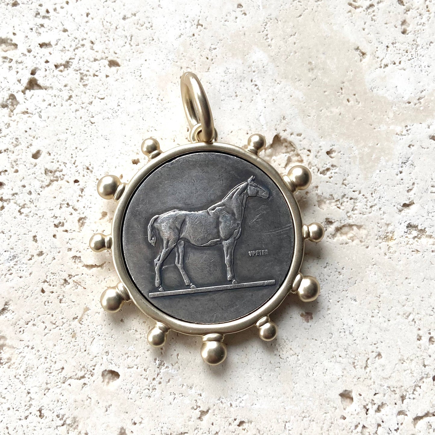 VB&CO Designs Handmade Jewelry - Horse equestrian queen French bee coin jewelry medallion: Horse / 17”