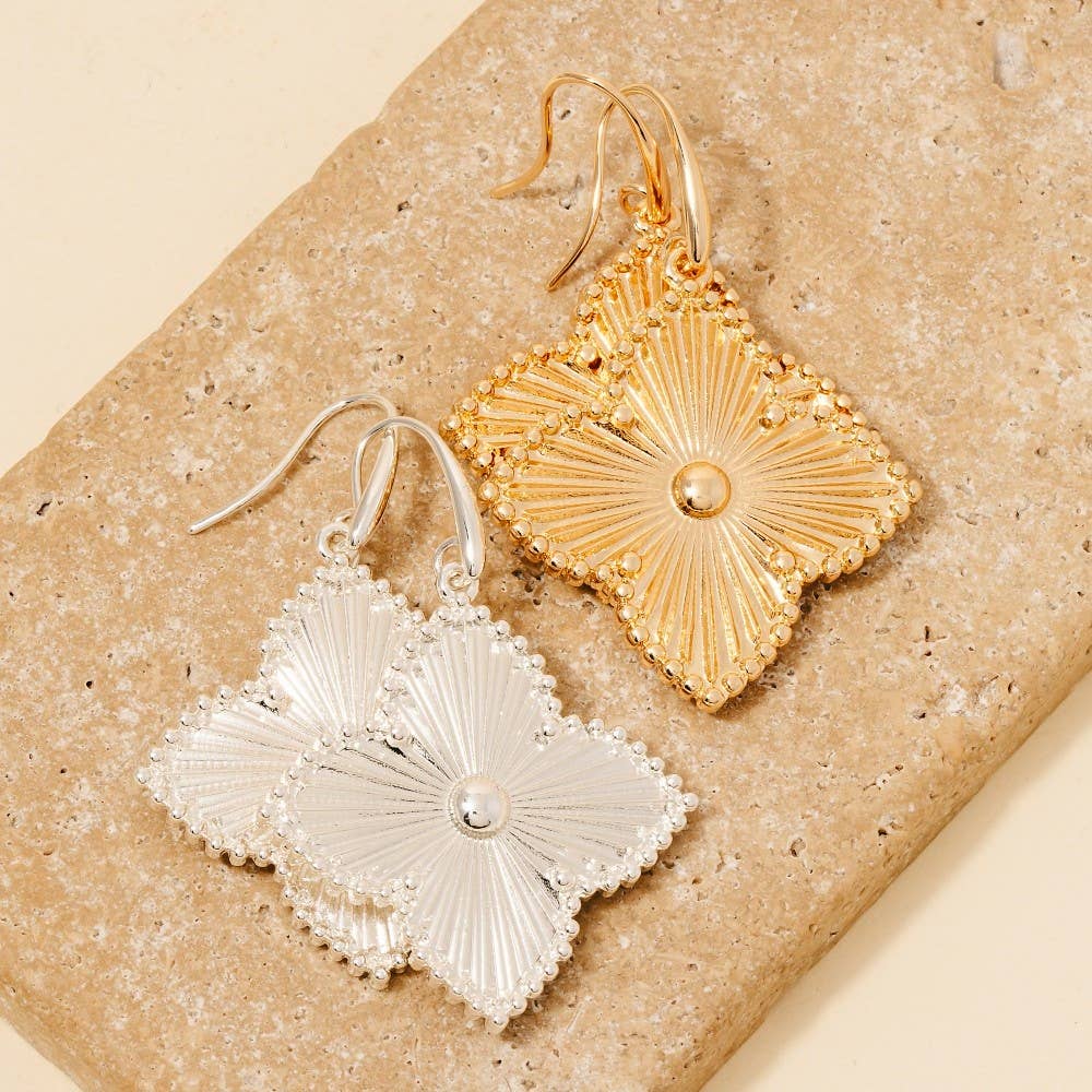 Anarchy Street - Ornate Clover Dangle Charm Earrings: GD