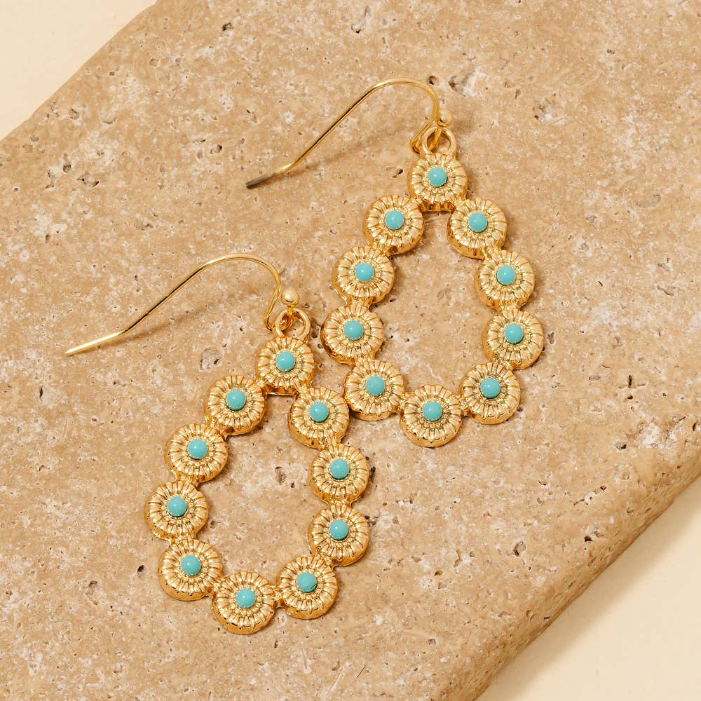 Anarchy Street - Western Ornate Turquoise Oval Drop Earrings: RHTQ