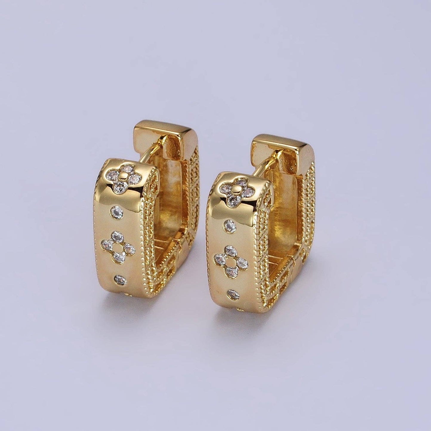 CZ Square Hoop Earrings 85.00