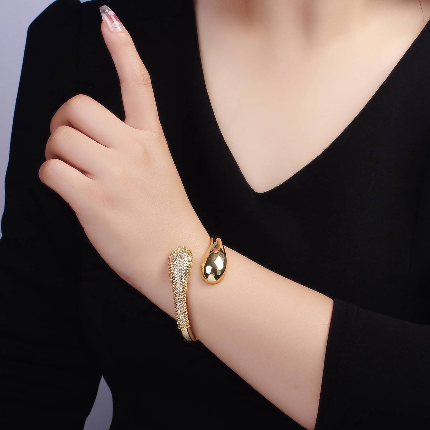 CZ Teardrop Shaped Cuff Bracelet 130.00