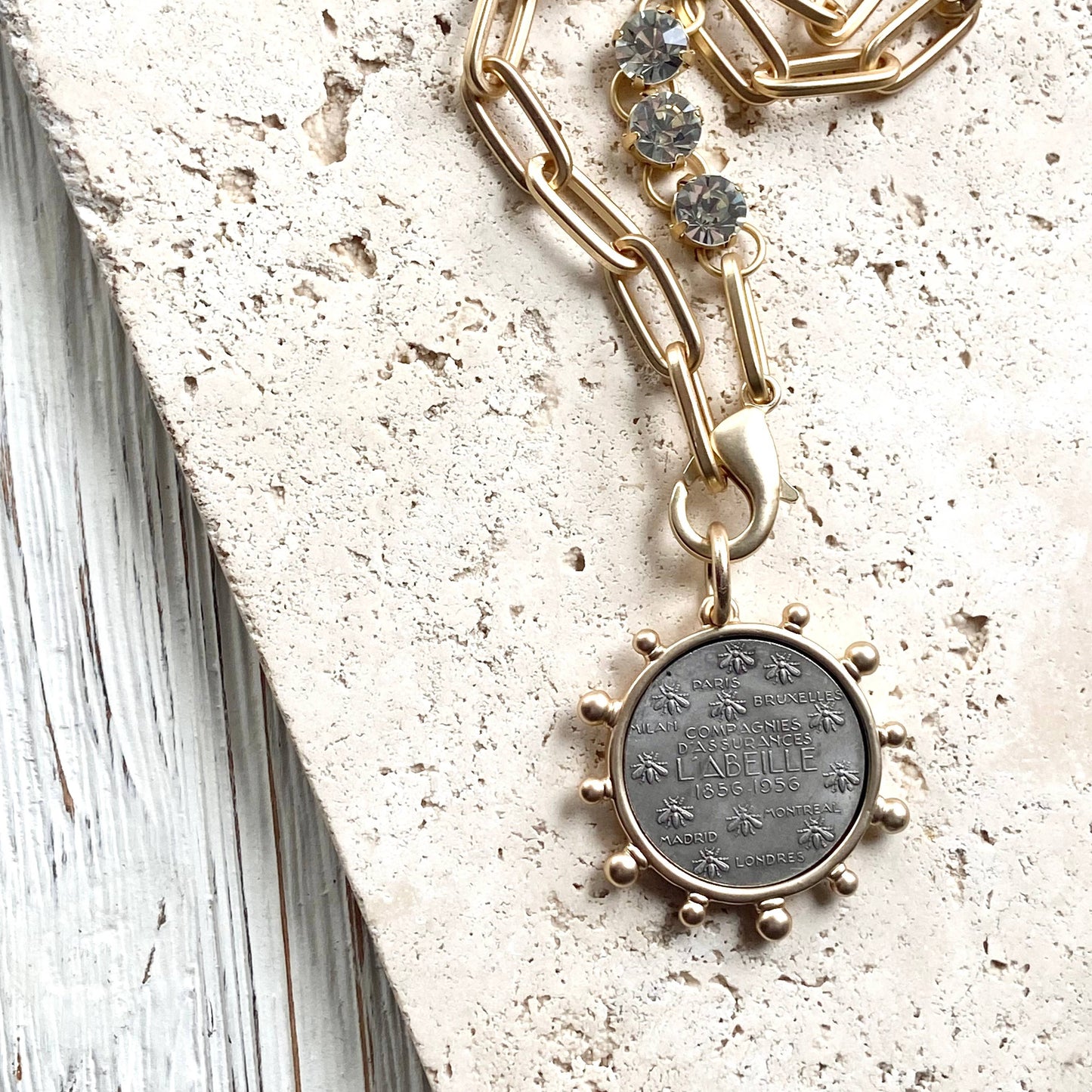 VB&CO Designs Handmade Jewelry - Horse equestrian queen French bee coin jewelry medallion: Horse / 17”