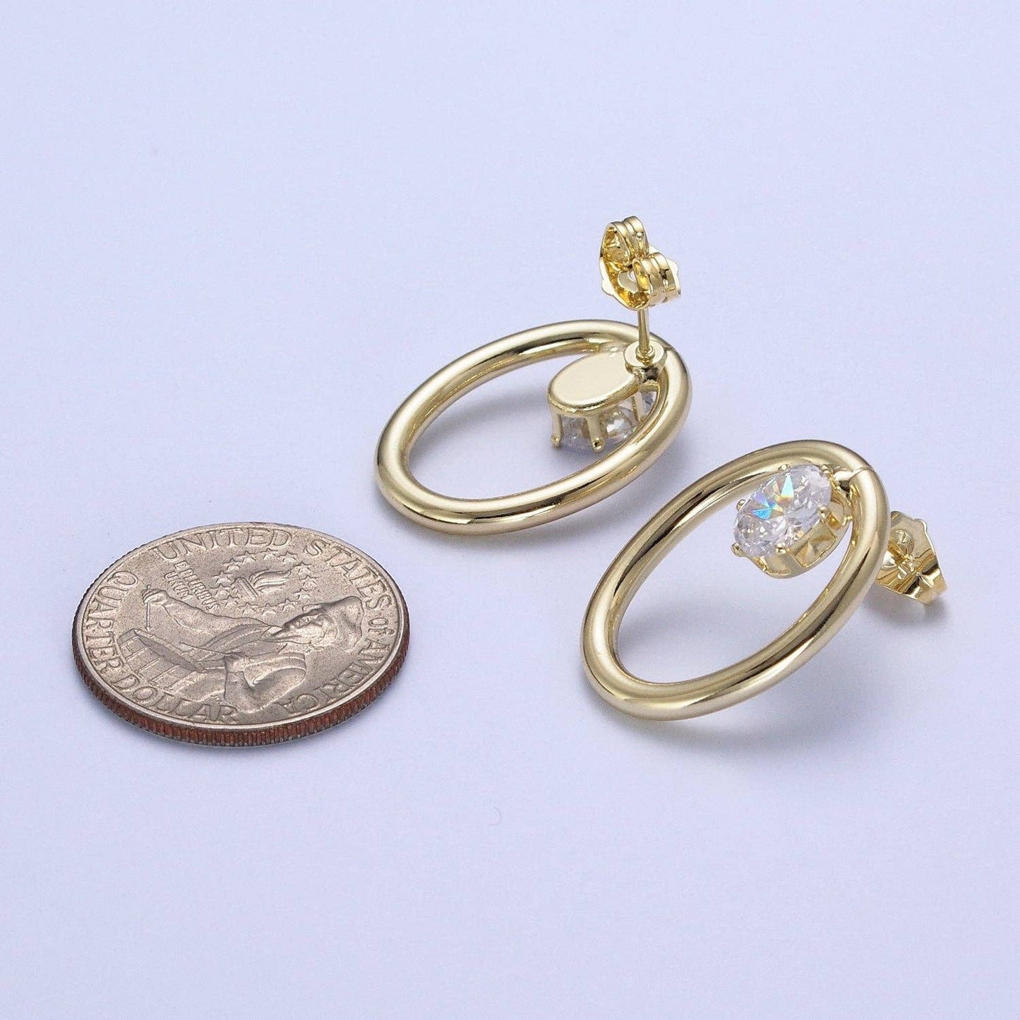 Round Oval with Cubic Zirconia Stud Earring 75.00