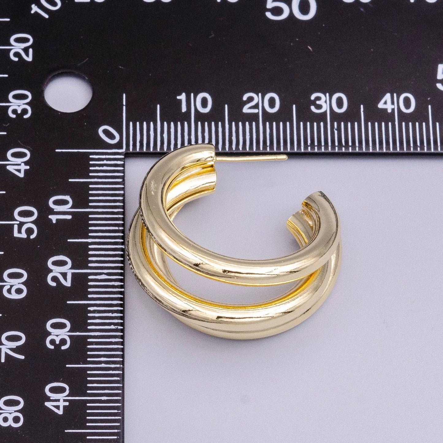 Triple Band Bar C-Shaped Hoop Earrings 75.00