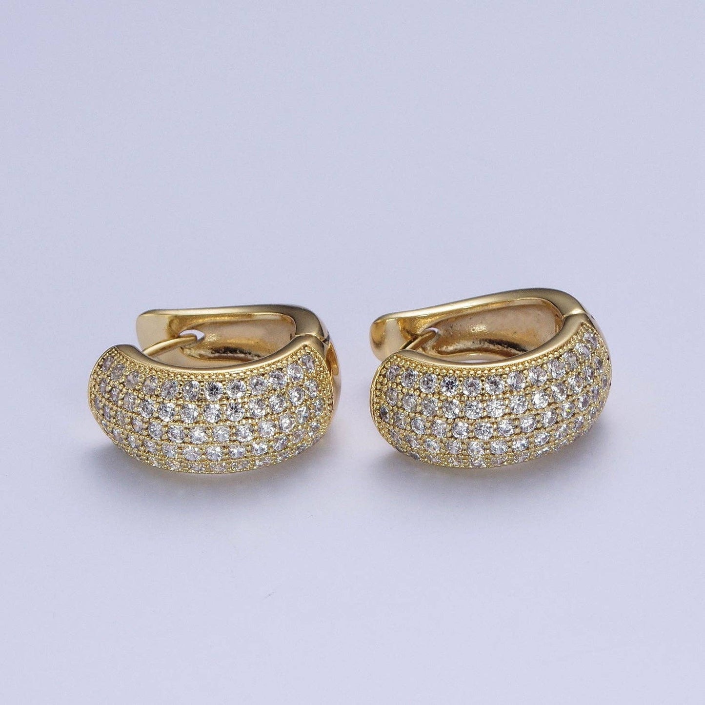 Chunky Dome Hoop CZ Pave Hoop Earrings 85.00