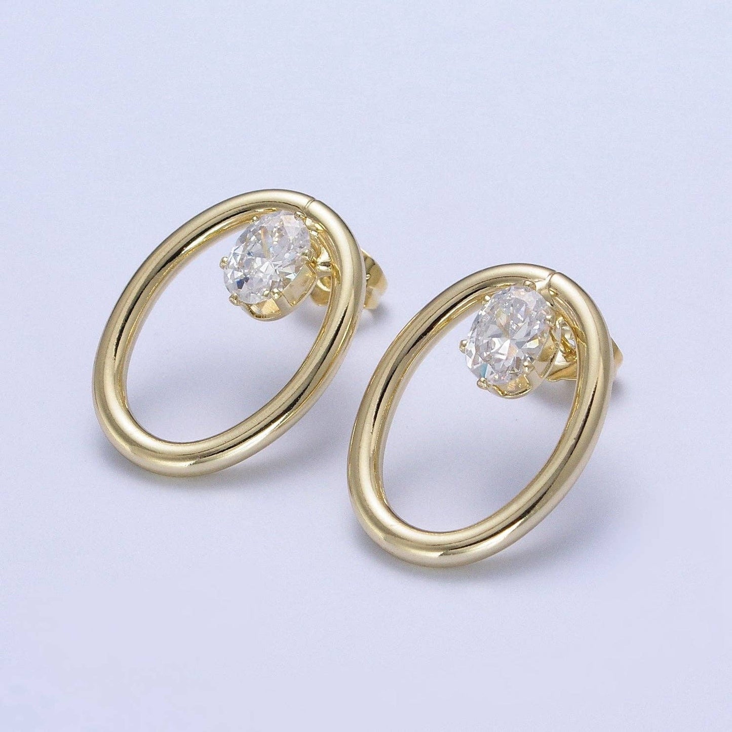 Round Oval with Cubic Zirconia Stud Earring 75.00