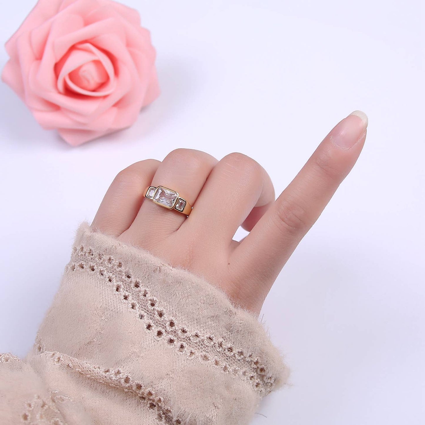 Adjustable CZ Three Stone Ring 75.00