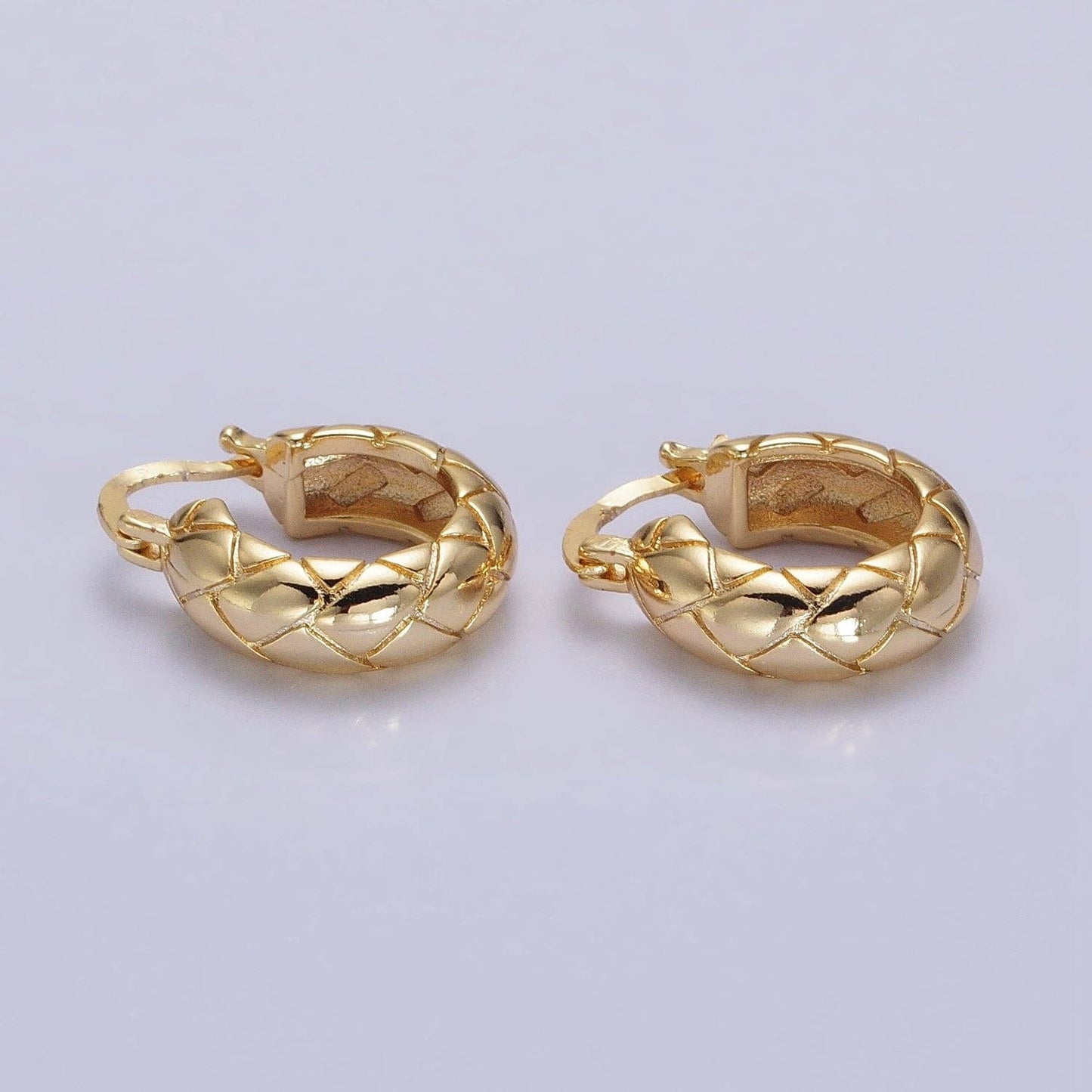 Quilt Textured Hoop Earrings 65.00