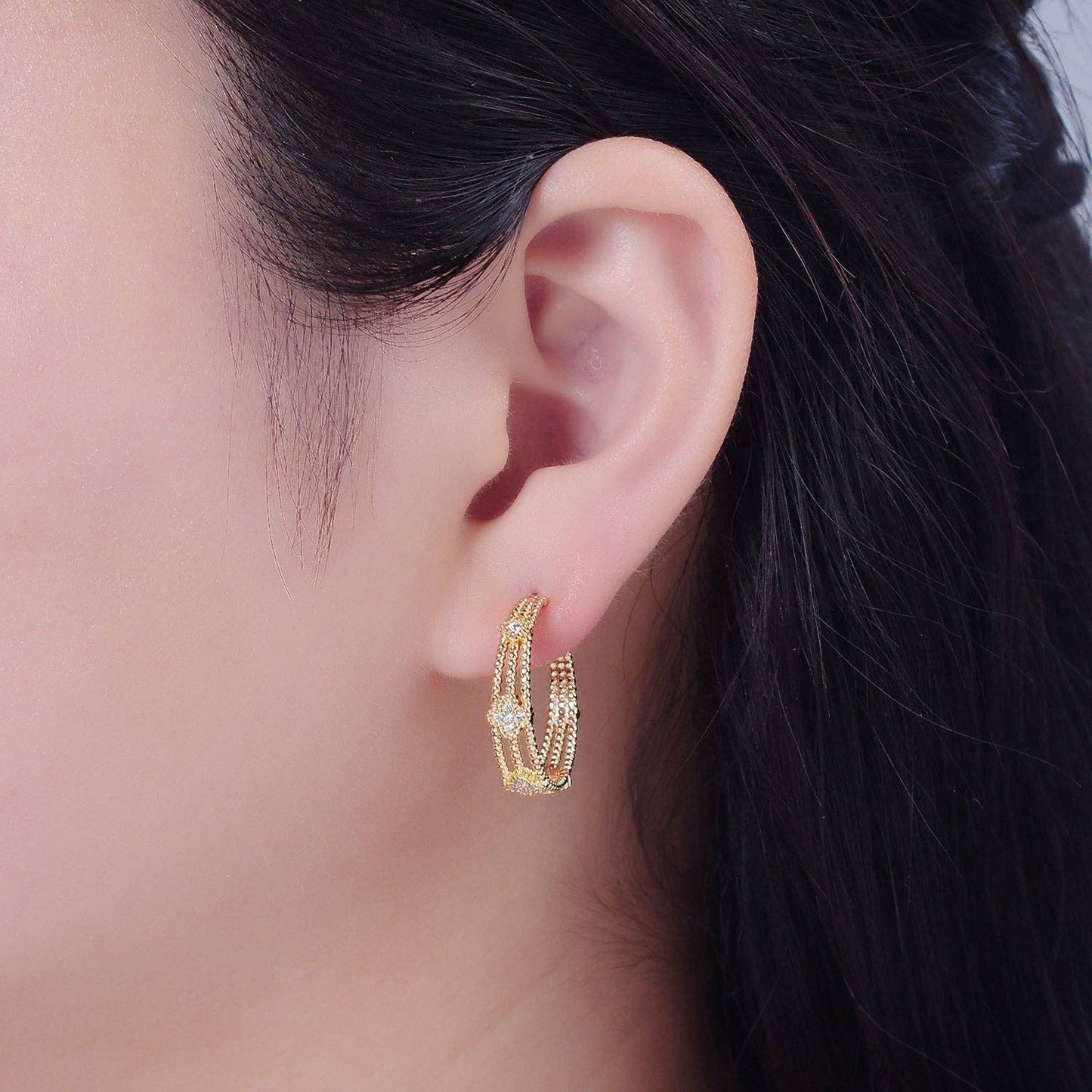 Clover CZ Hoop Earring 75.00