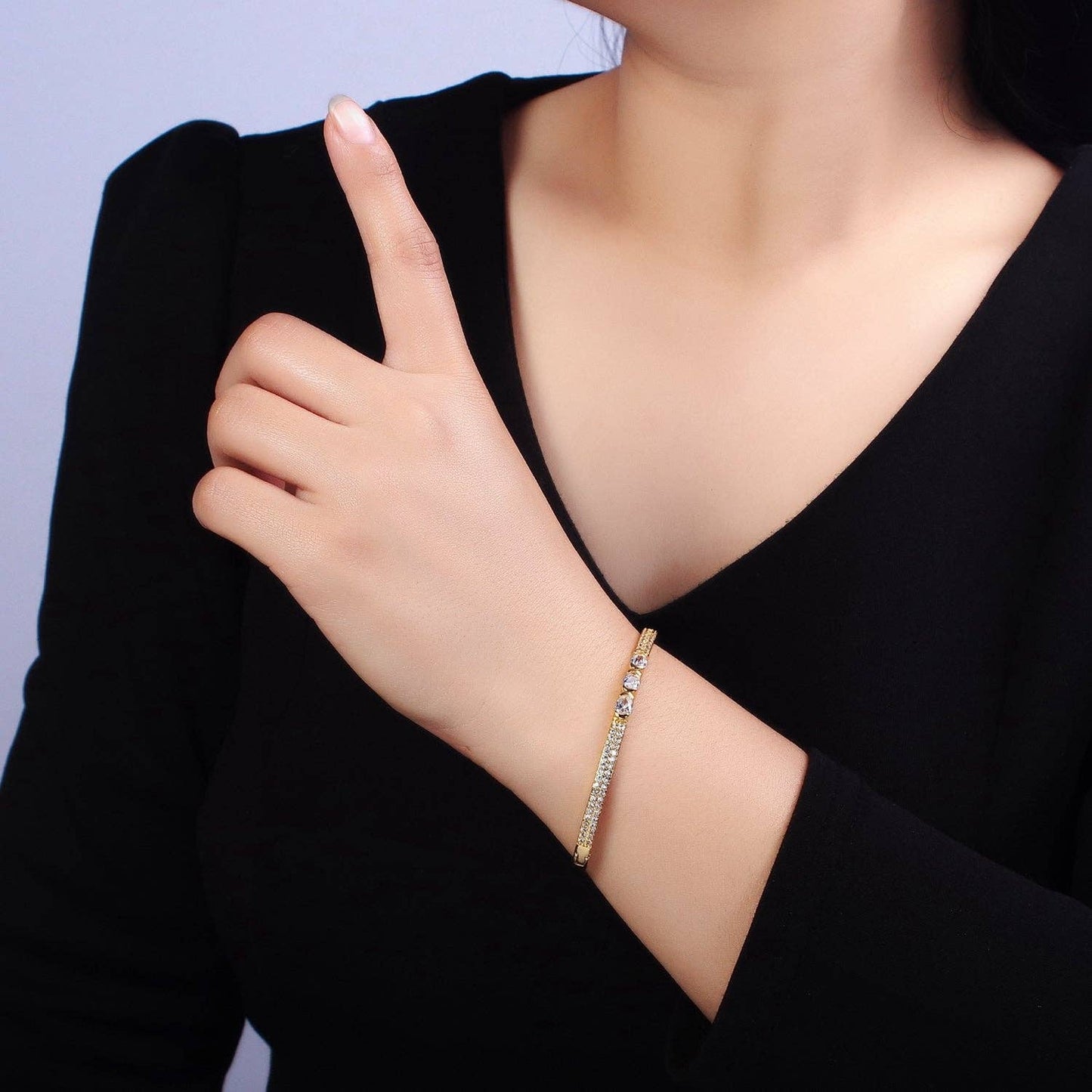 Triple Baguette CZ Hinge Bangle 105.00