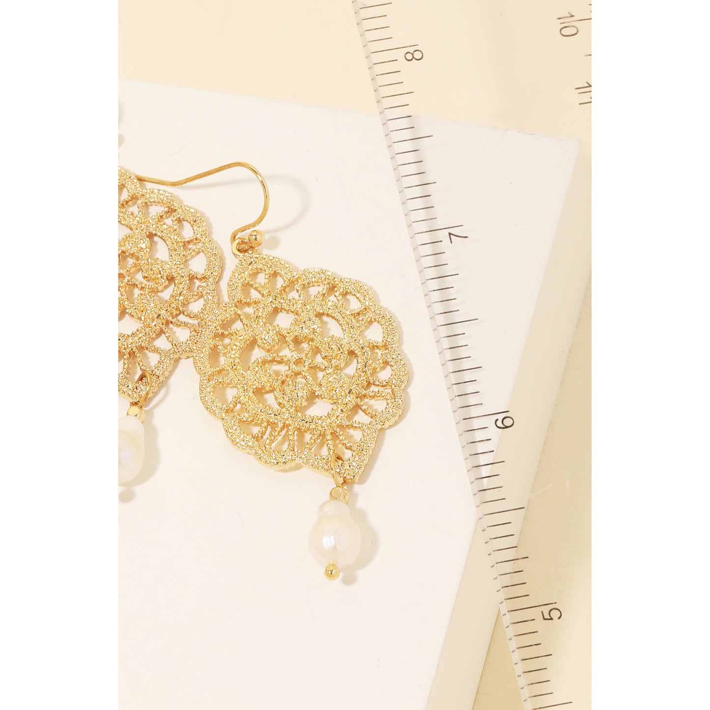 Anarchy Street - Filigree Oval And Pearl Charm Dangle Earrings: G