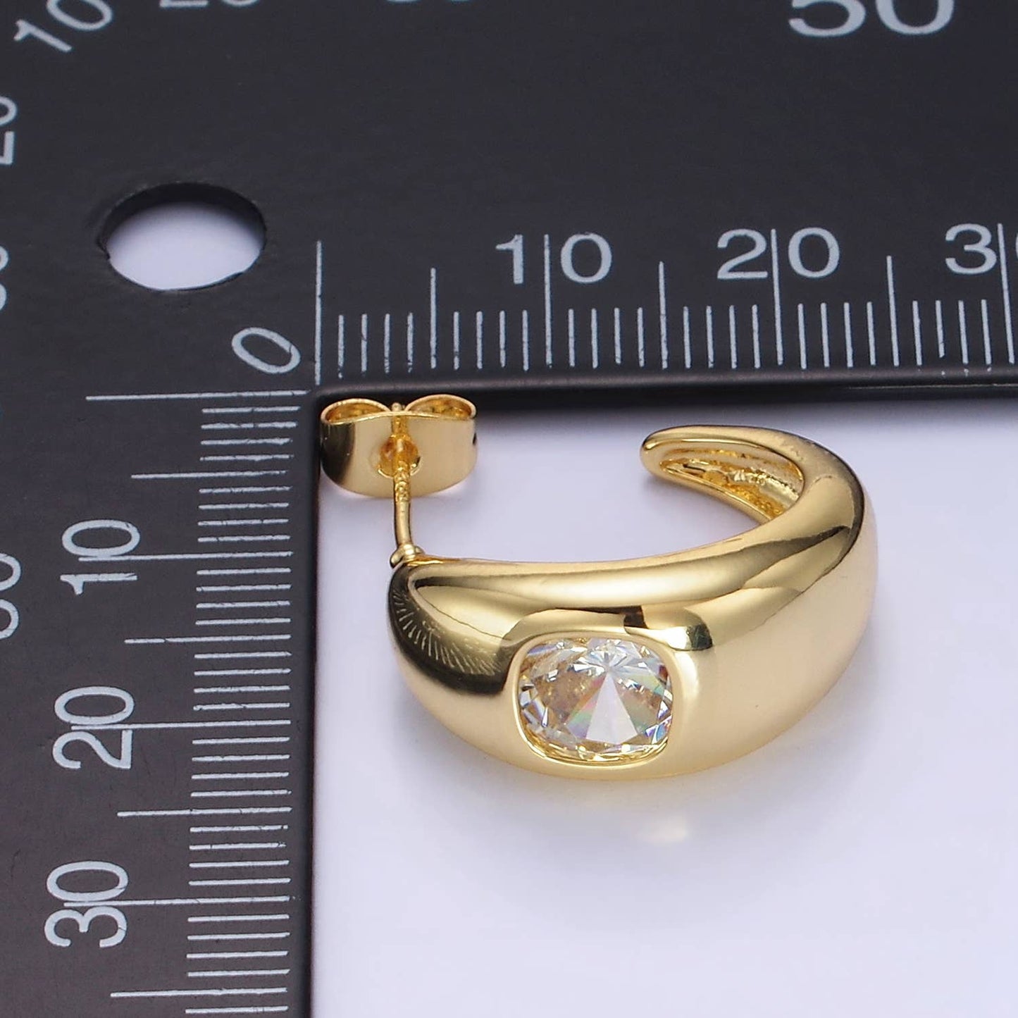 Cushion CZ Chubby C-Shaped Hoop Earrings 75.00