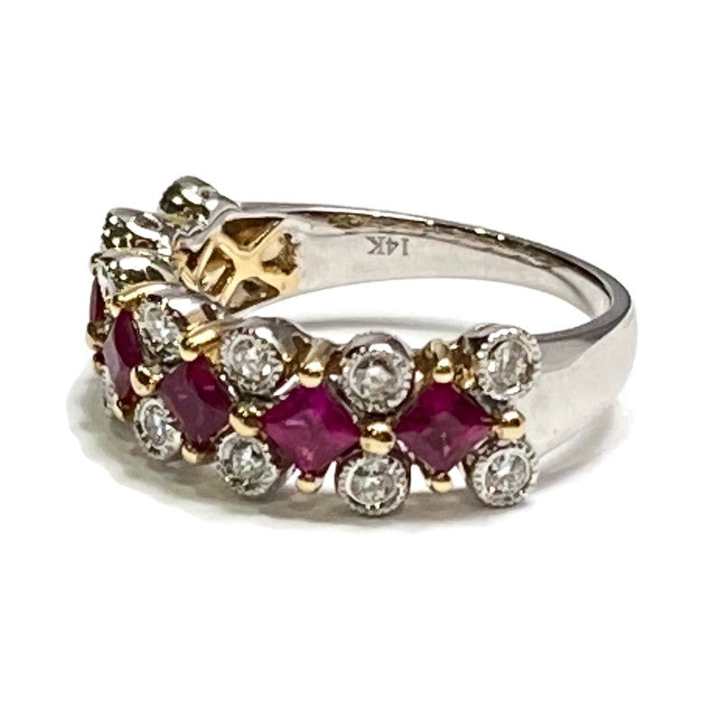 Ruby & Diamond Princess Cut Ring (R 1.05ct, D .3ct) Size 5.5-7.5 4300.00