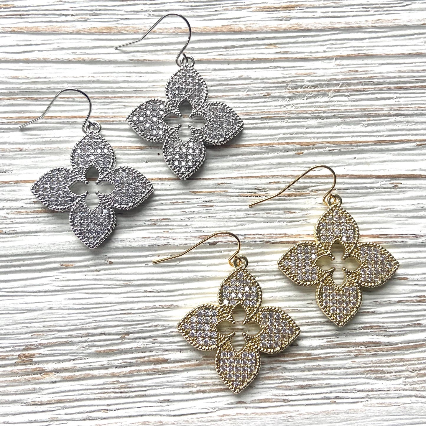 VB&CO Designs Handmade Jewelry - Quatrefoil clover designer style jewelry boutique trendy : Gold