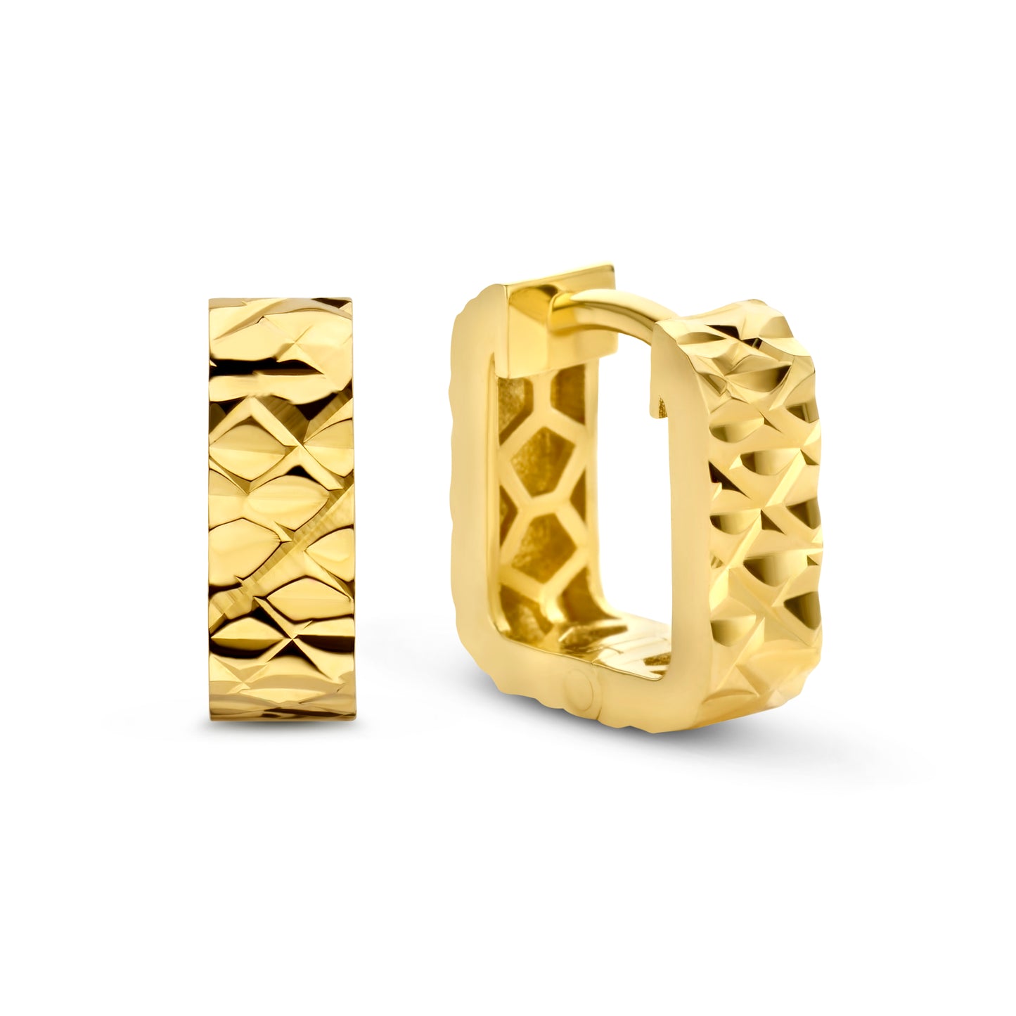 Square Faceted Hoop Earrings 14KY 1225.00