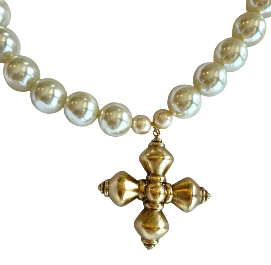 Blaire Byzantine Cross and Pearl Necklace 180.00