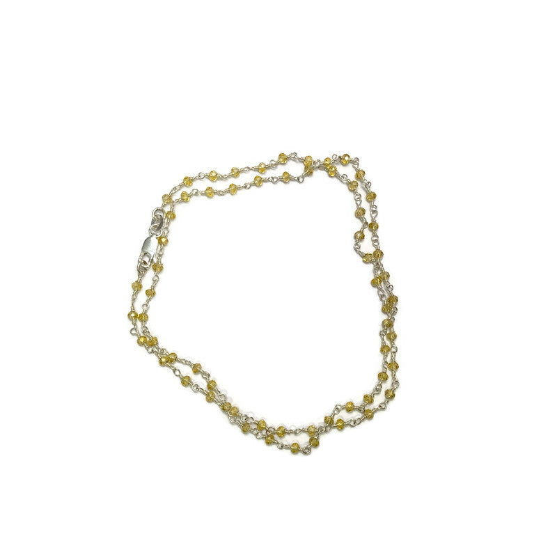 Citrine Silver Wire Wrapped Chain Beaded Necklace 48.00