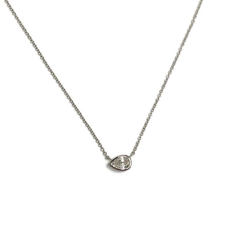 Pear Diamond Solitaire Necklace 18K White Gold 2200.00