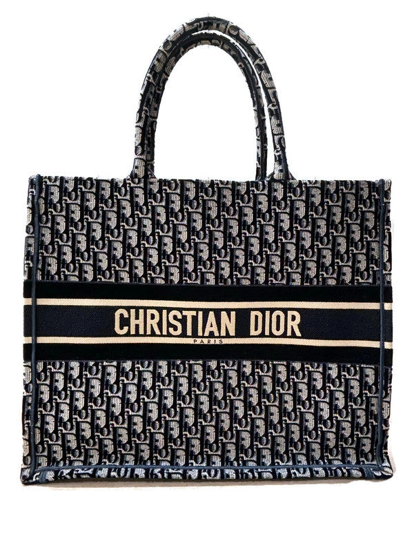 Christian Dior Large Book Tote Ecru and Blue Dior Oblique Embroidery 3395.00