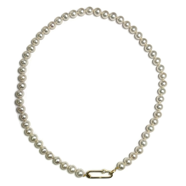 Pearl Necklace with Gold and Diamond Clasp 1120.00