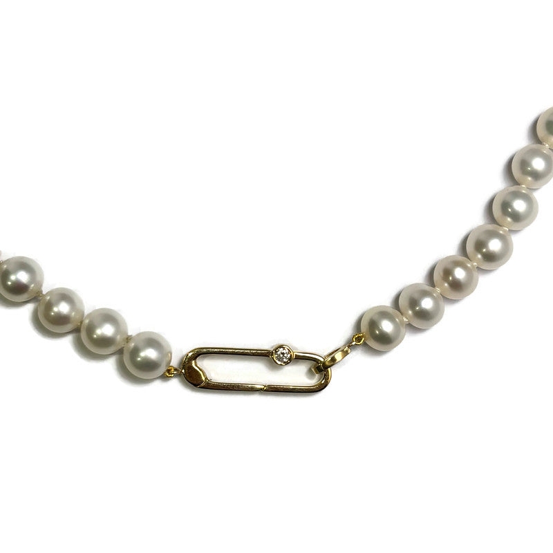 Pearl Necklace with Gold and Diamond Clasp 1120.00