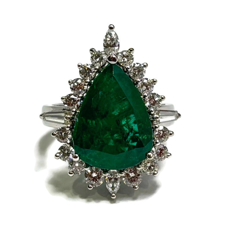 Pear Emerald and Diamond White Gold Cocktail Ring 37500.00