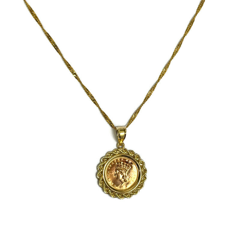 1856 One Dollar Indian Princess Head Gold Coin Pendant 1050.00