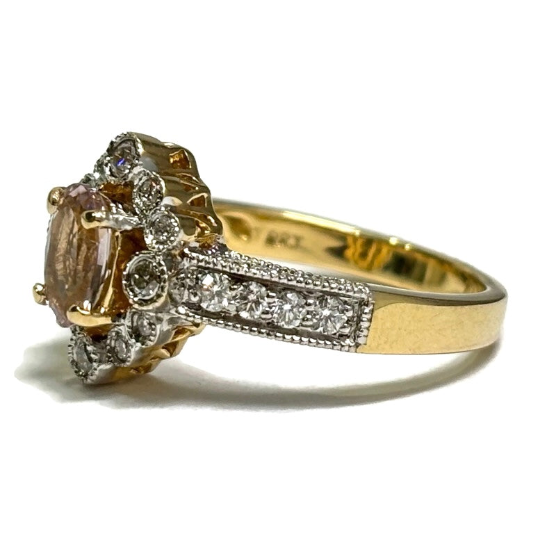 Pink Tourmaline and Diamond Gold Ring 2800.00