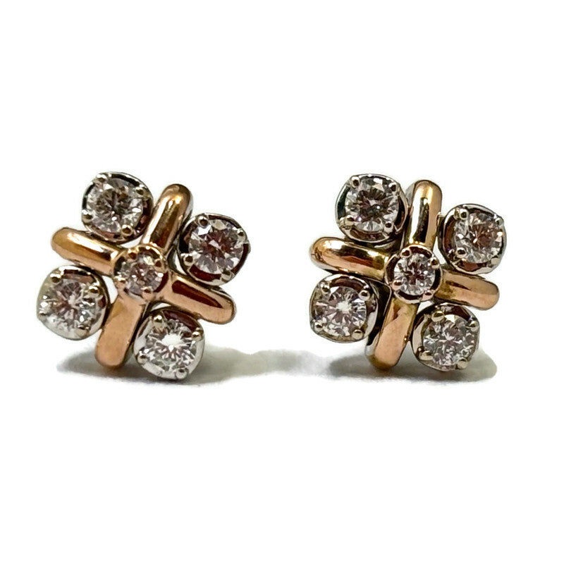 Five Diamond Two Tone 14K Gold Stud Earring 1050.00