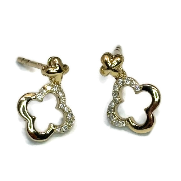 Yellow Gold and Diamond Clover Dangle Earring 995.00