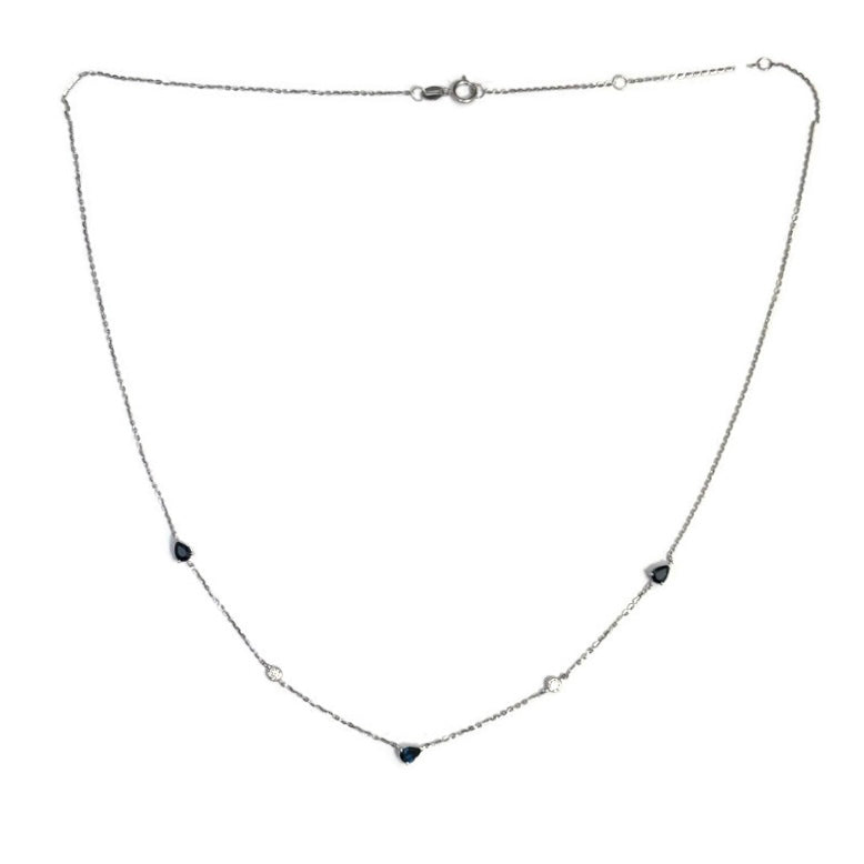 Sapphire and Diamond White Gold Diamond by the Yard Necklace 1145.00