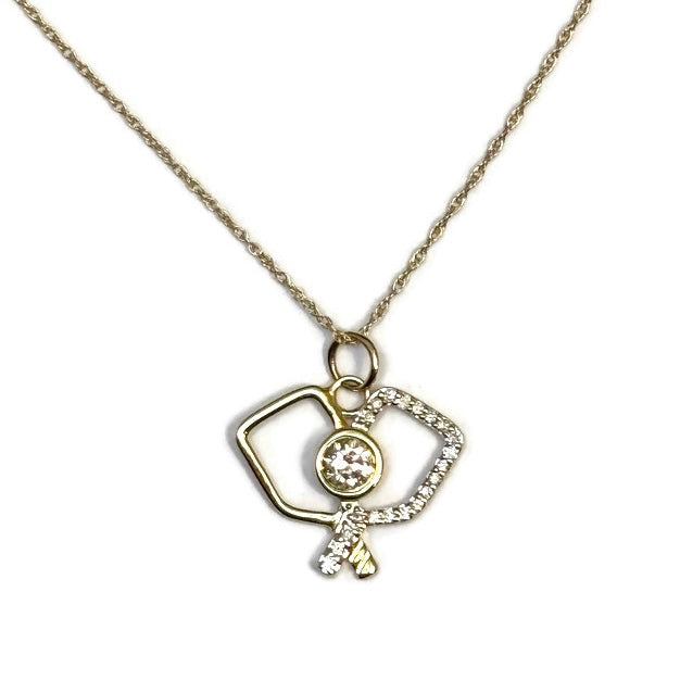 Diamond and Yellow Gold Pickleball Necklace 1590.00