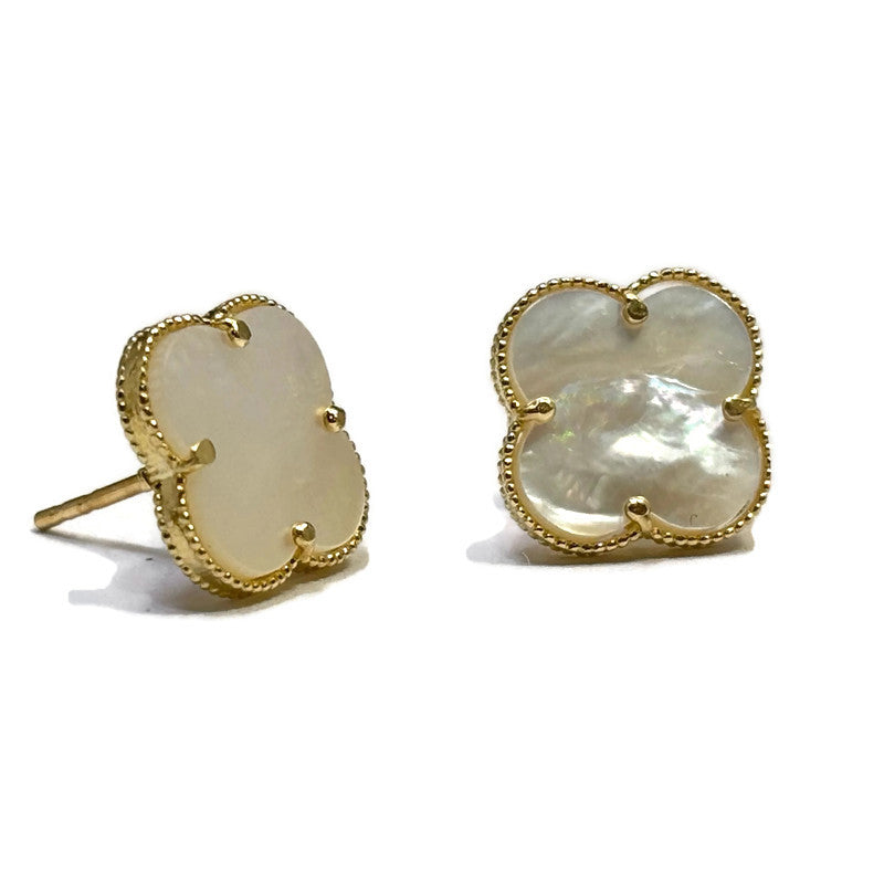 Mother of Pearl and Gold Clover Stud Earring 450.00