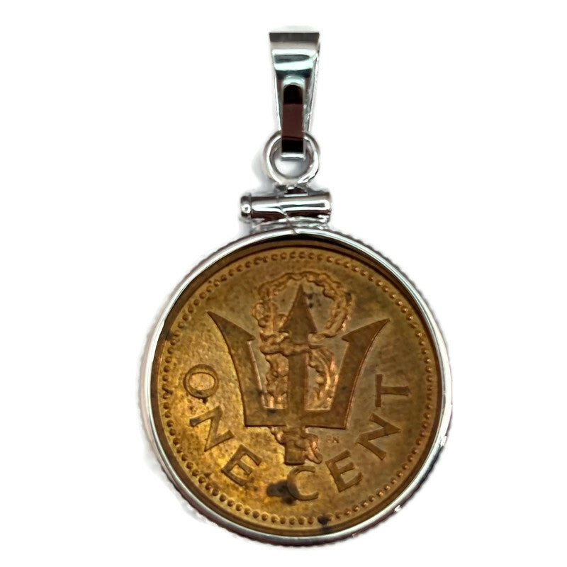 1997 Barbados One Cent Coin Pendant 55.00
