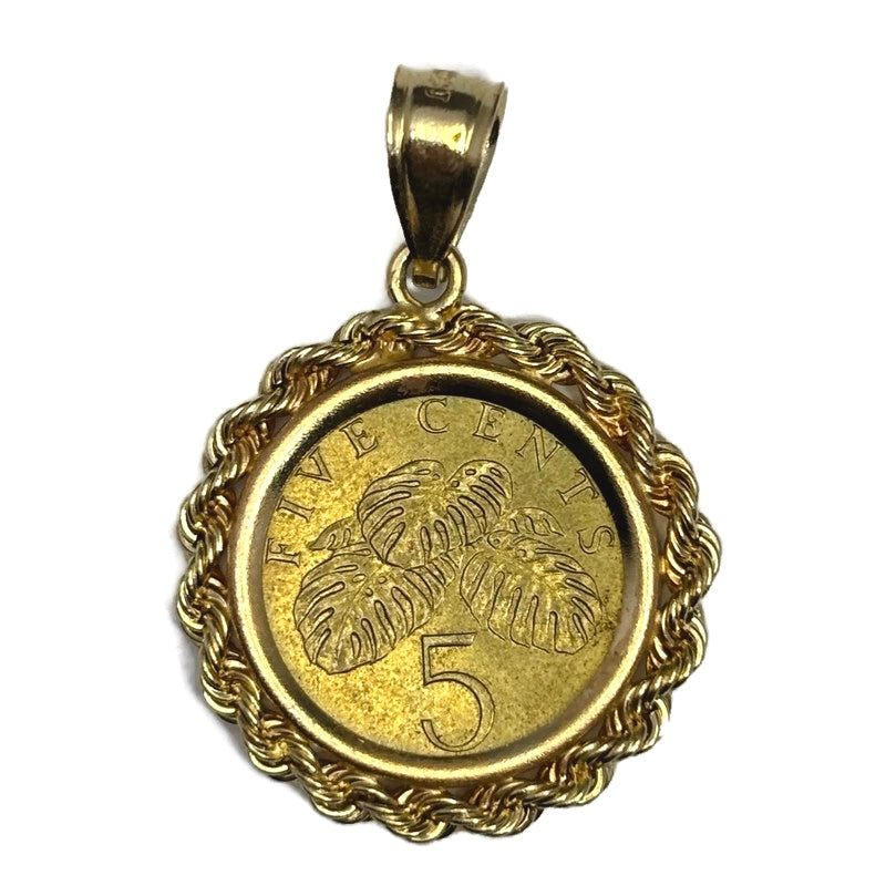 1986 Singapore Five Cents Coin Pendant
