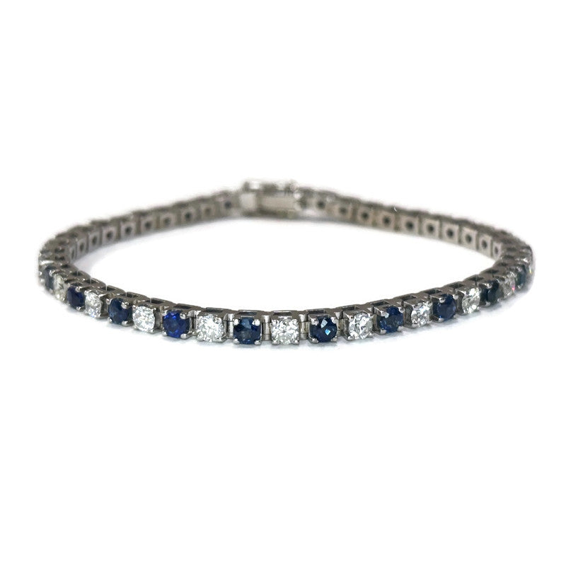 Diamond and Sapphire White Gold Tennis Bracelet 9400.00