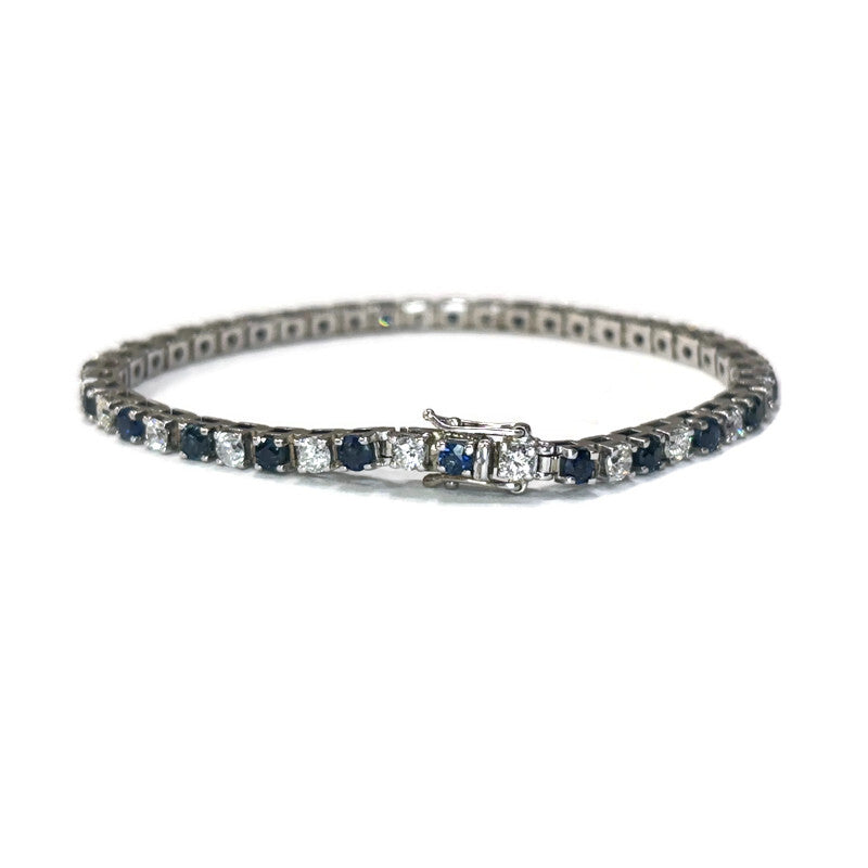 Diamond and Sapphire White Gold Tennis Bracelet 9400.00