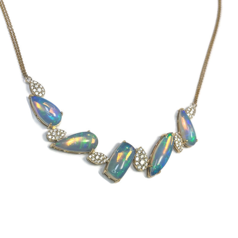 Yellow Gold Opal and Diamond Accent Necklace 16000.00