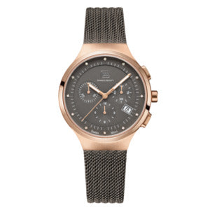 GLOCK Precision Ladies' Chronograph Watch Rose Gold/Grey Mesh Band 699.00