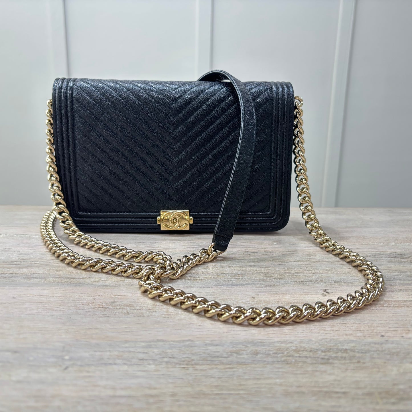 CC LeBoy Chanel Chevron Caviar Black A+ Condition 3795.00