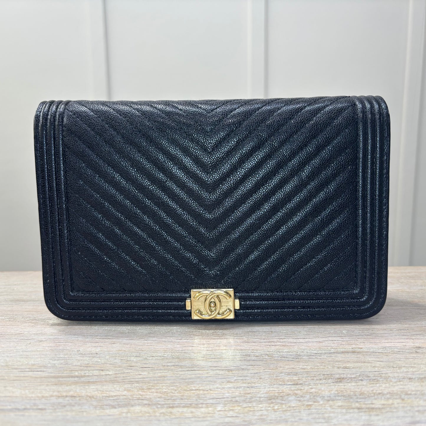 CC LeBoy Chanel Chevron Caviar Black A+ Condition 3795.00